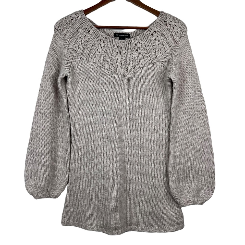 INC International Concepts Womens Sweater Knit Size S Wool Blend Cream Beige